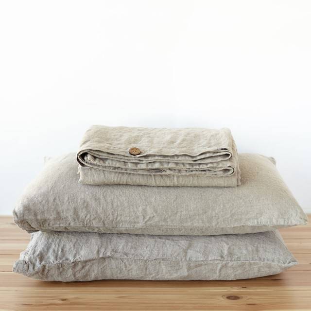 LINEN DUVET COVER button closure