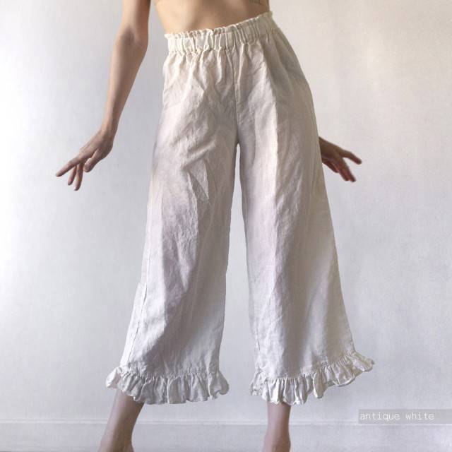 LINEN CULOTTES with little ruffle