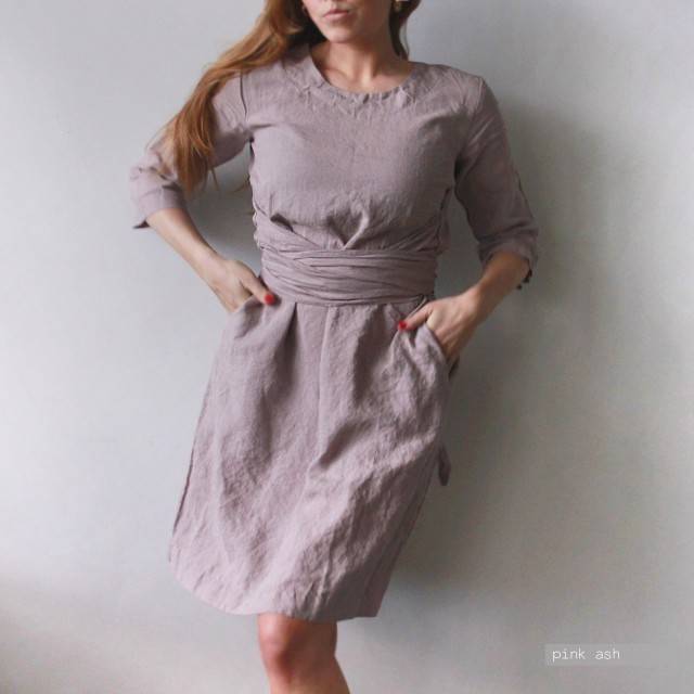 LINEN DRESS short with belt