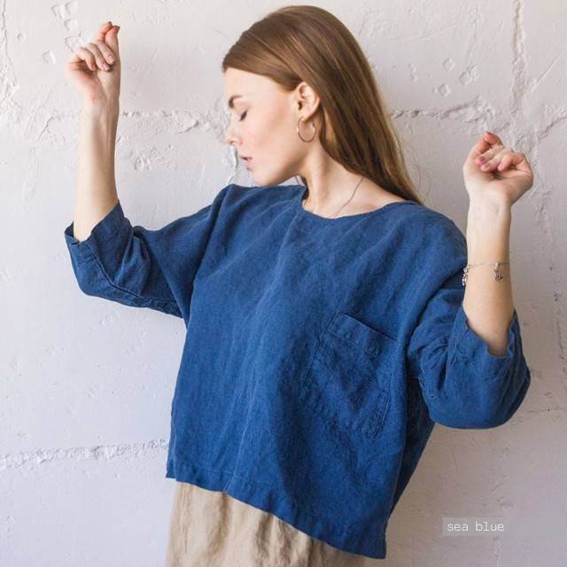 LINEN TOP with a pocket